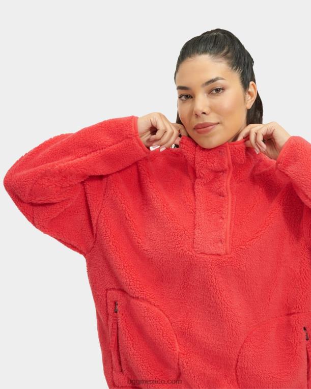 Baya Roja 00NF151 UGG mujer atwell jersey de sherpa con medio broche de presión