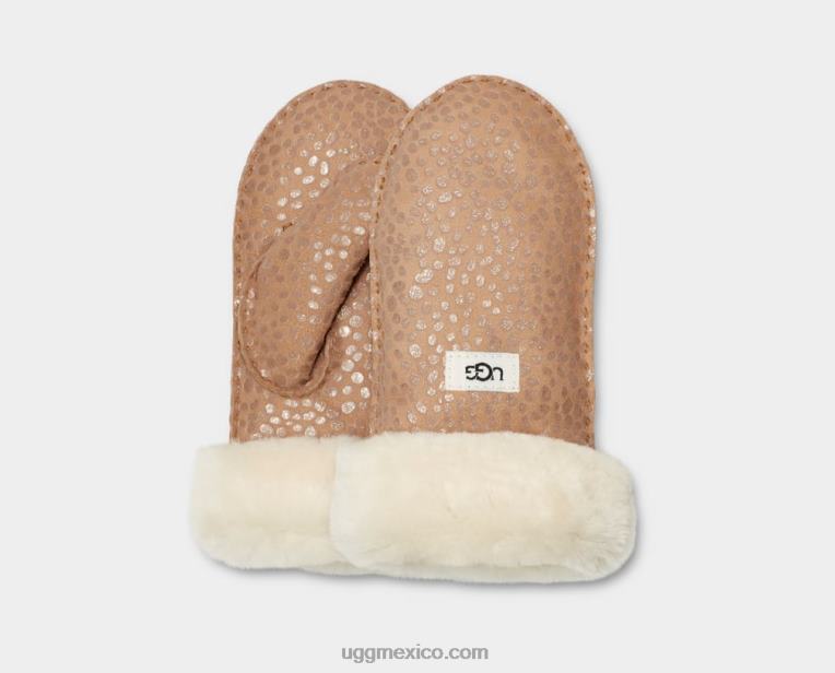 Castaño punto brillante 00NF251 UGG niños manopla de piel de cordero con lunares brillantes