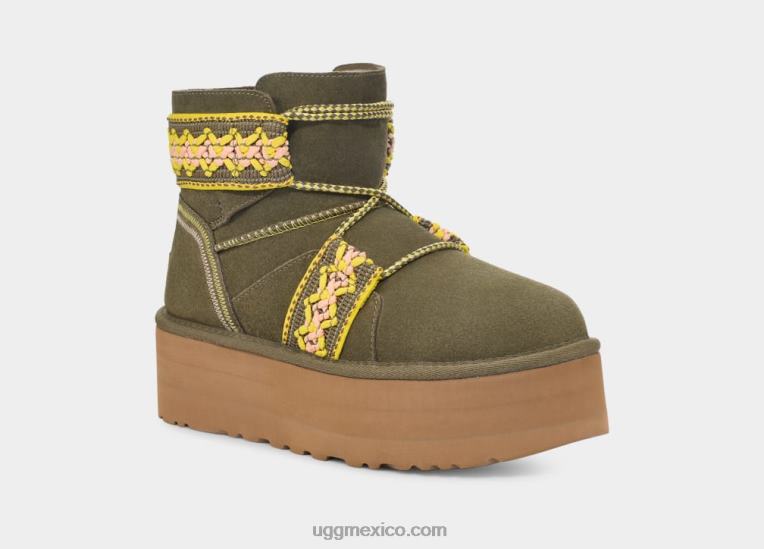 aceituna quemada 00NF2135 UGG mujer plataforma trenzada clásica mini ii