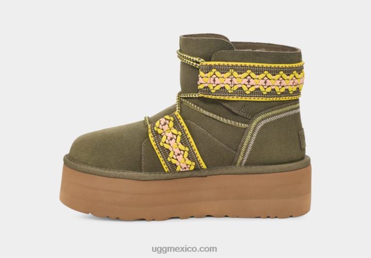 aceituna quemada 00NF2135 UGG mujer plataforma trenzada clásica mini ii