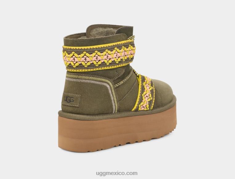 aceituna quemada 00NF2135 UGG mujer plataforma trenzada clásica mini ii