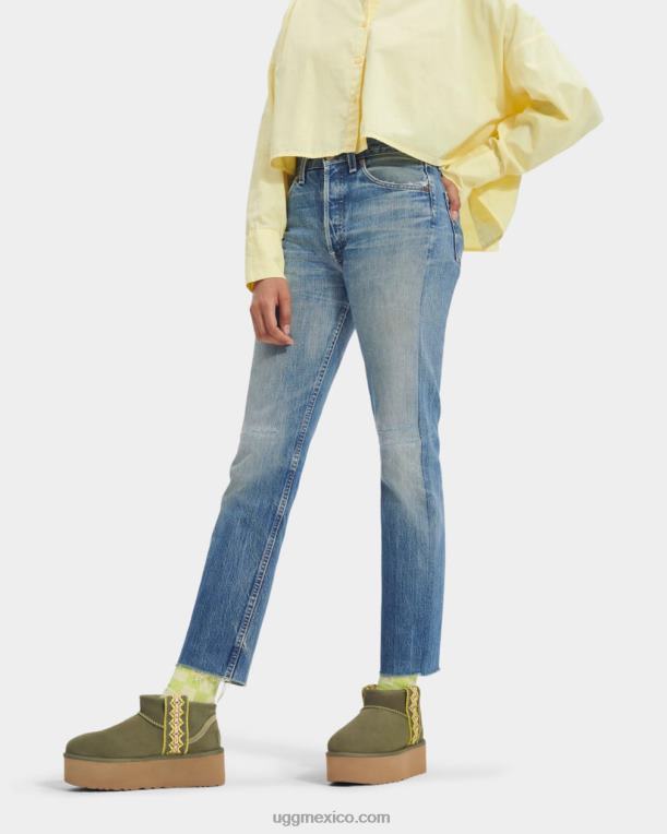 aceituna quemada 00NF658 UGG mujer plataforma ultra mini trenza clásica