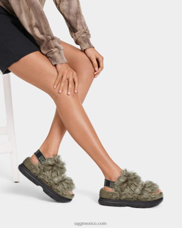 aceituna quemada 00NF739 UGG mujer sandalia de azúcar de pelusa