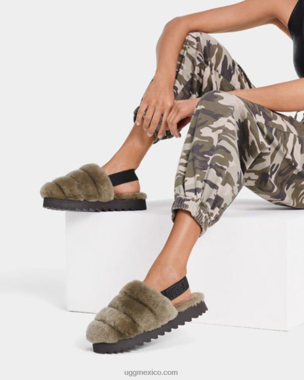 aceituna quemada 00NF801 UGG mujer zapatilla súper pelusa