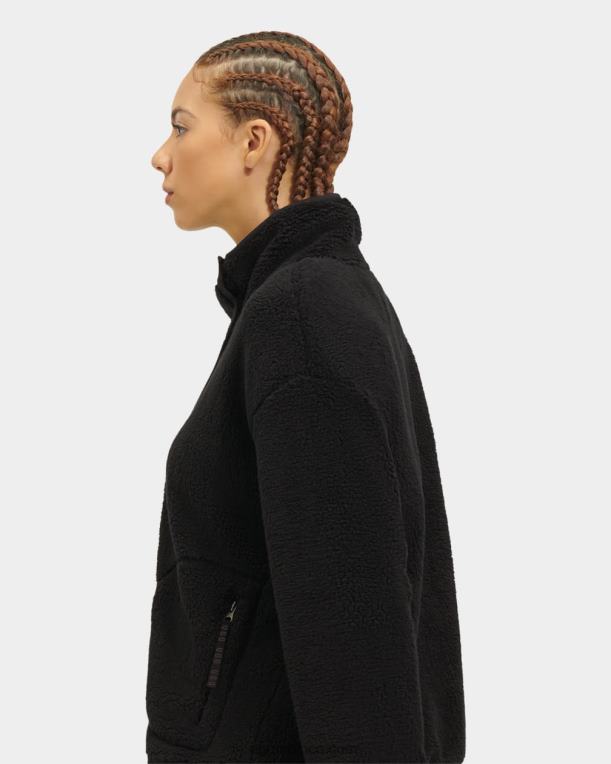 alquitrán 00NF2198 UGG mujer atwell jersey de sherpa con medio broche de presión