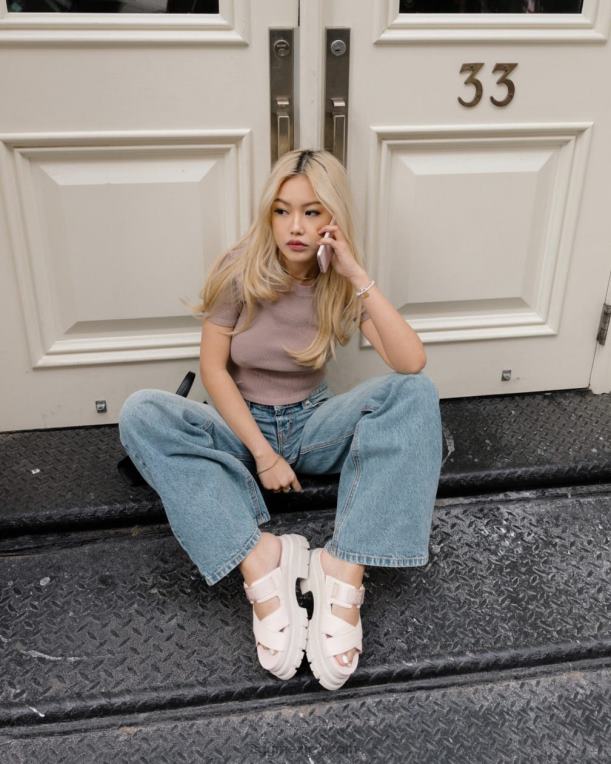 beige rosado 00NF463 UGG mujer tobogán