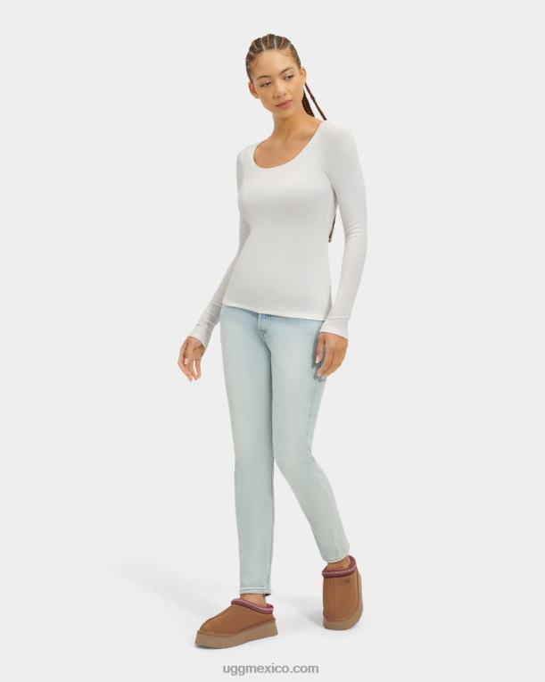 blanco 00NF1088 UGG mujer top talulla de canalé manga larga