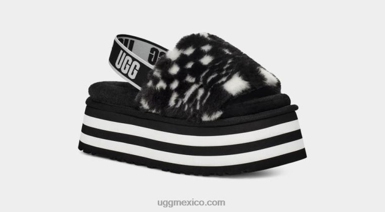 blanco negro 00NF51 UGG mujer diapositiva de cheques disco