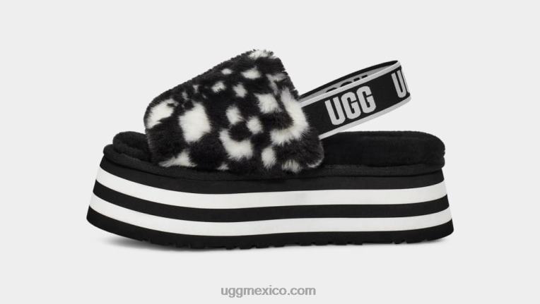 blanco negro 00NF51 UGG mujer diapositiva de cheques disco