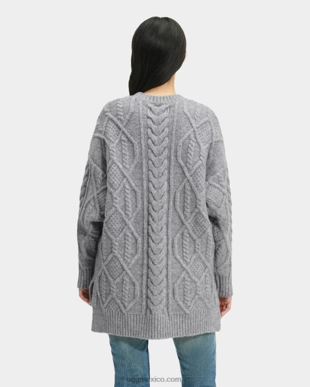 brezo gris 00NF158 UGG mujer suéter largo de punto de ochos de raelee