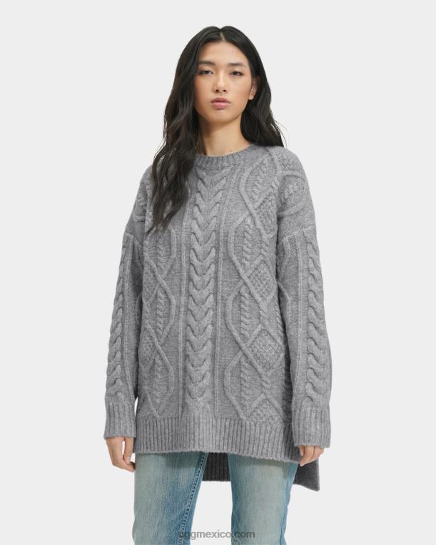 brezo gris 00NF158 UGG mujer suéter largo de punto de ochos de raelee