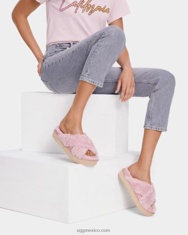 caparazón 00NF831 UGG mujer tobogán cruzado de azúcar fuzz
