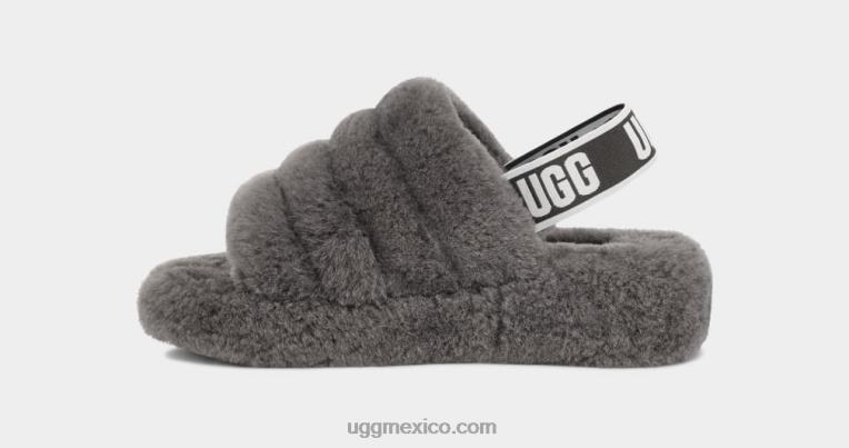 carbón 00NF712 UGG mujer pelusa sí diapositiva