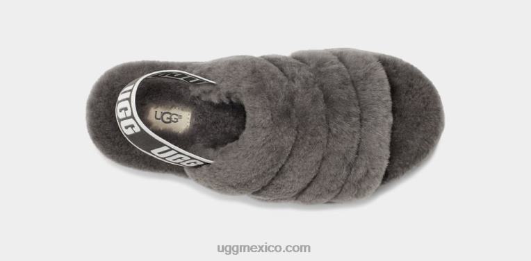 carbón 00NF712 UGG mujer pelusa sí diapositiva