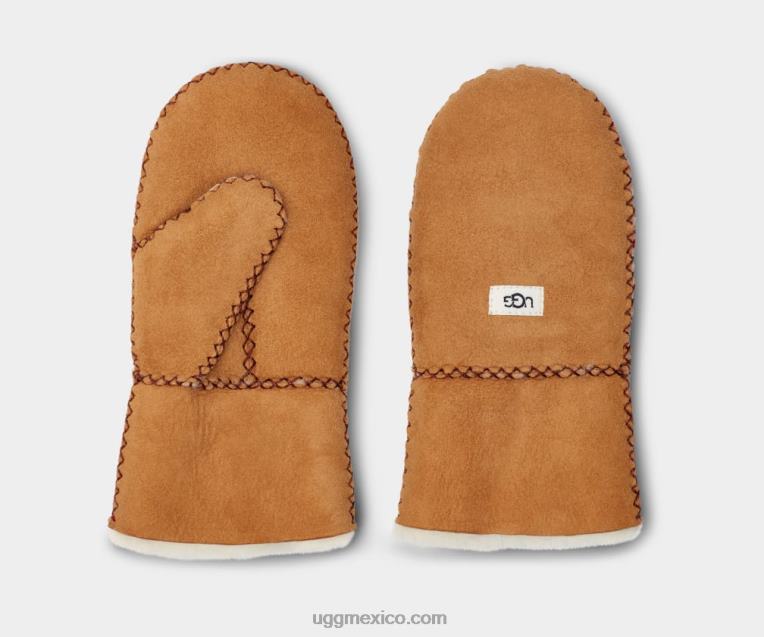 castaña 00NF1792 UGG niños manopla de piel de oveja con puntada