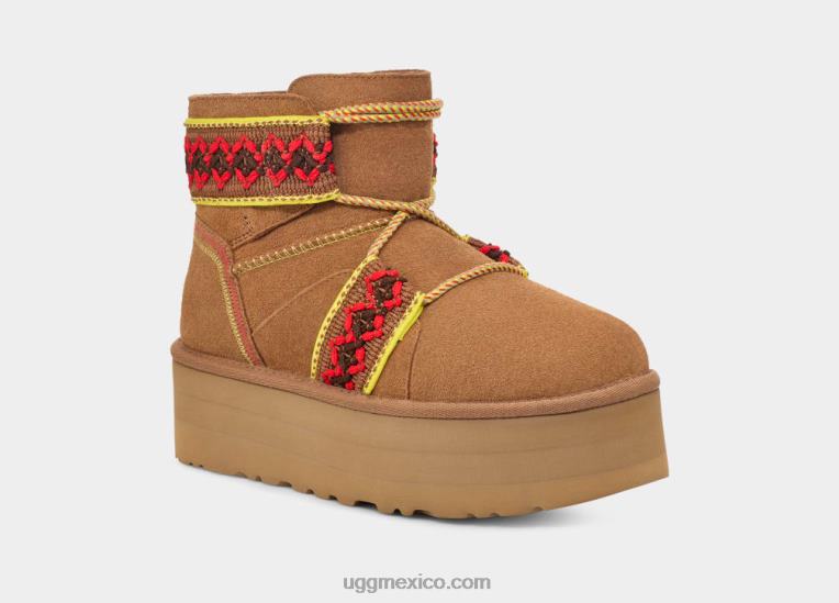 castaña 00NF2134 UGG mujer plataforma trenzada clásica mini ii