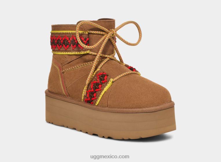 castaña 00NF2134 UGG mujer plataforma trenzada clásica mini ii