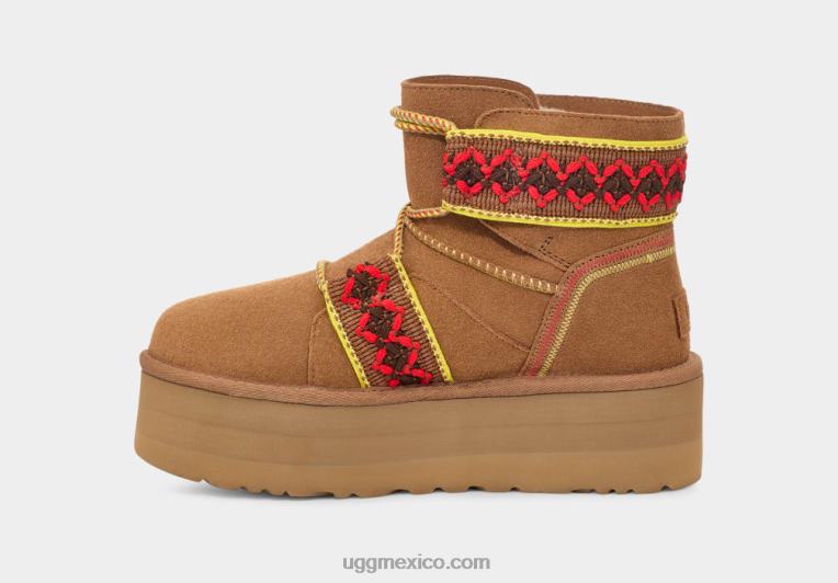 castaña 00NF2134 UGG mujer plataforma trenzada clásica mini ii