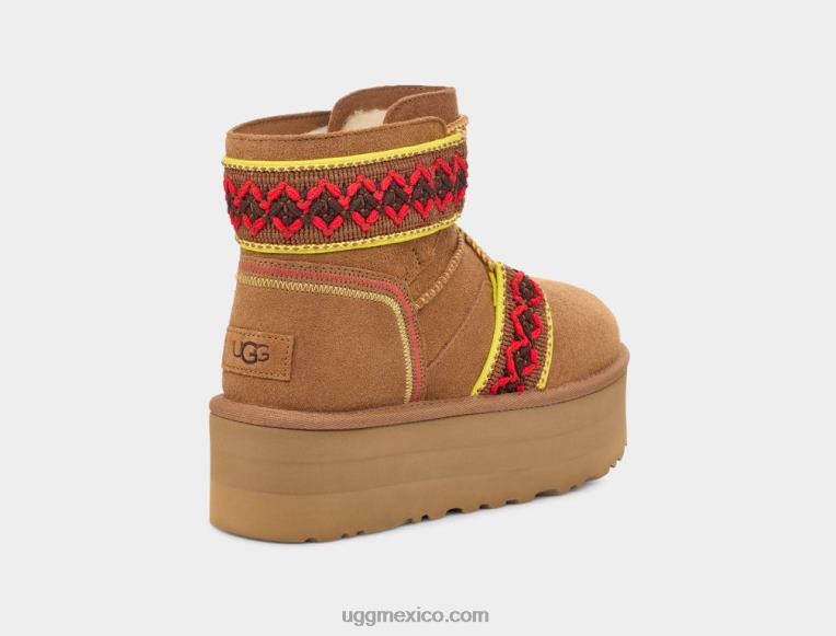 castaña 00NF2134 UGG mujer plataforma trenzada clásica mini ii