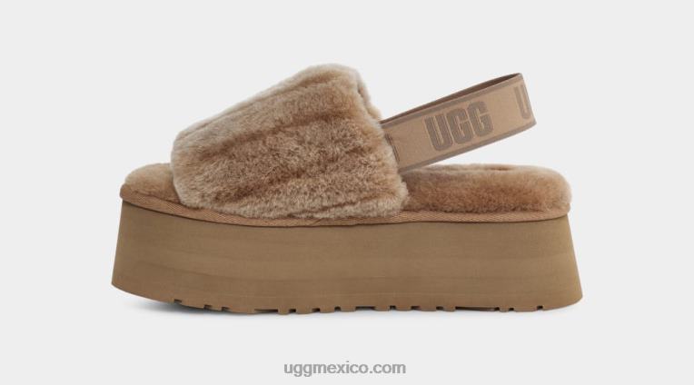 castaña 00NF55 UGG mujer chanclas disco sherpa de pana