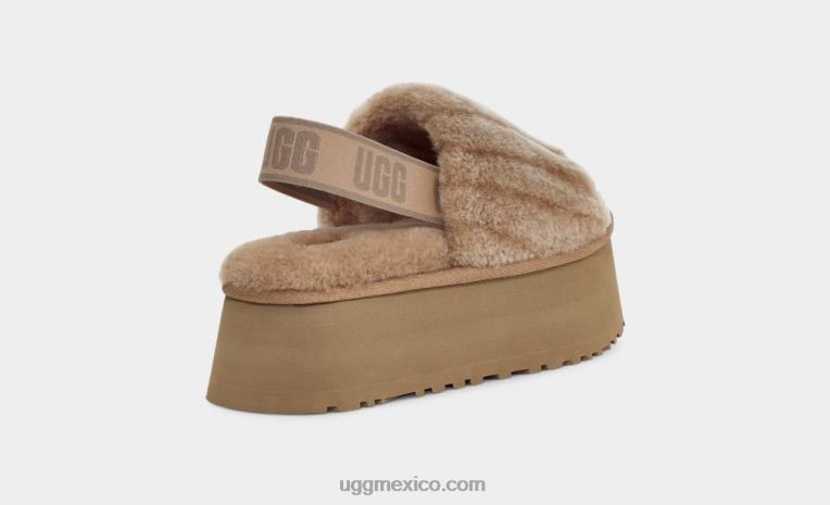 castaña 00NF55 UGG mujer chanclas disco sherpa de pana