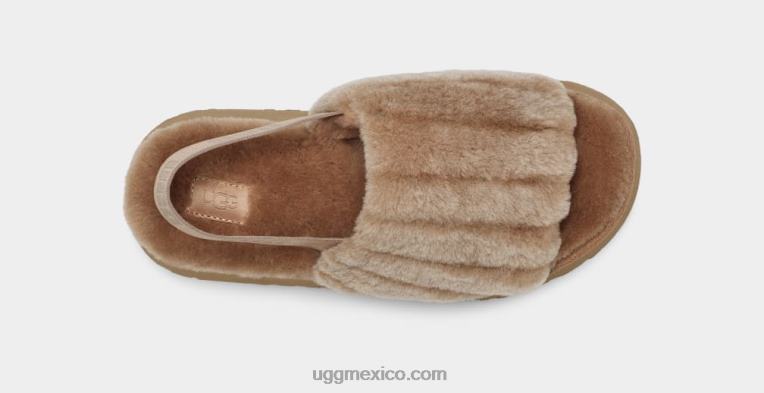 castaña 00NF55 UGG mujer chanclas disco sherpa de pana