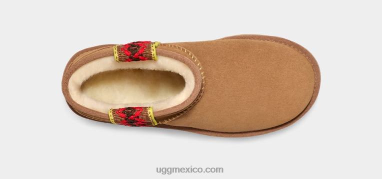 castaña 00NF656 UGG mujer plataforma ultra mini trenza clásica