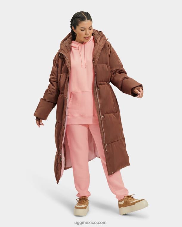 castaño oscuro 00NF2154 UGG mujer abrigo largo acolchado keeley