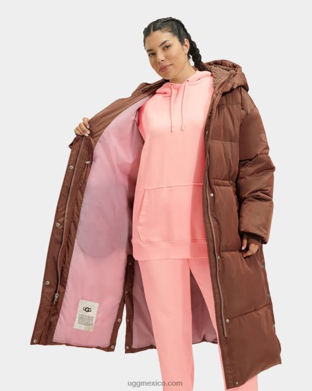 castaño oscuro 00NF2154 UGG mujer abrigo largo acolchado keeley