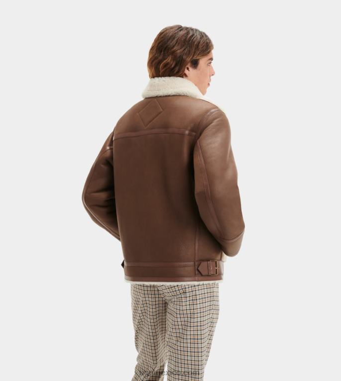 castaño oscuro 00NF274 UGG hombres chaqueta kaz de piel de cordero