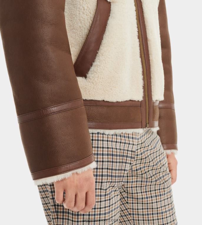 castaño oscuro 00NF274 UGG hombres chaqueta kaz de piel de cordero