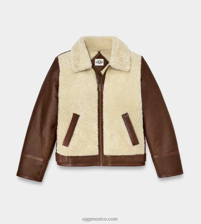 castaño oscuro 00NF274 UGG hombres chaqueta kaz de piel de cordero