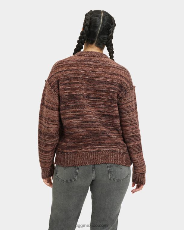 castaño oscuro multi 00NF1063 UGG mujer suéter avianna con cuello redondo