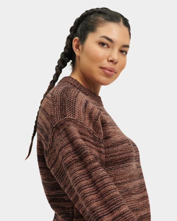 castaño oscuro multi 00NF1063 UGG mujer suéter avianna con cuello redondo