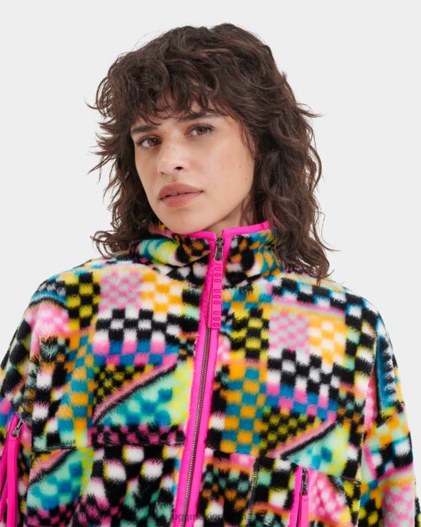 cheques múltiples negros 00NF182 UGG mujer chamarra de piel sintética con estampado de cuadros marlene