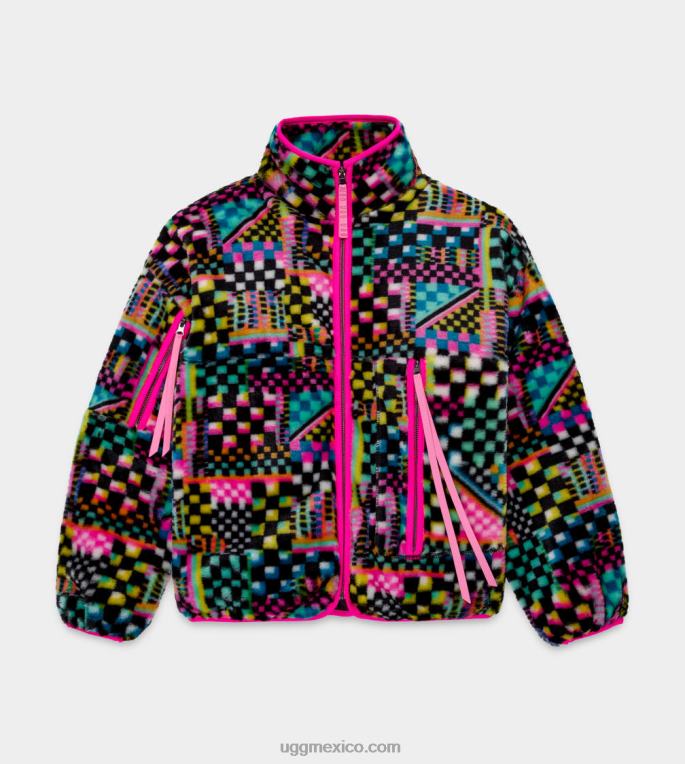 cheques múltiples negros 00NF182 UGG mujer chamarra de piel sintética con estampado de cuadros marlene