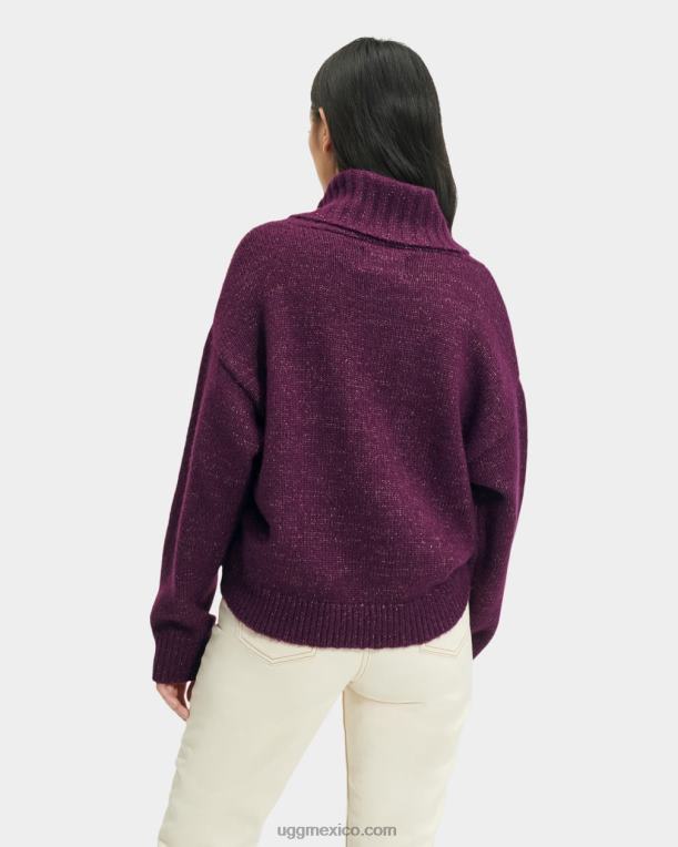 ciruela profunda 00NF1127 UGG mujer jersey de cuello vuelto lylah metalizado