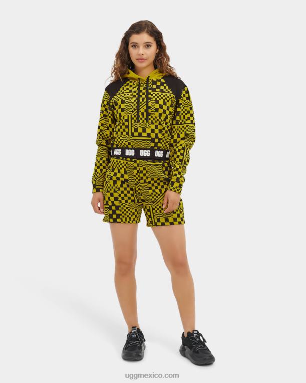 condimentos/cheques negros 00NF1238 UGG mujer cuadros de sudadera con capucha cortos mallory
