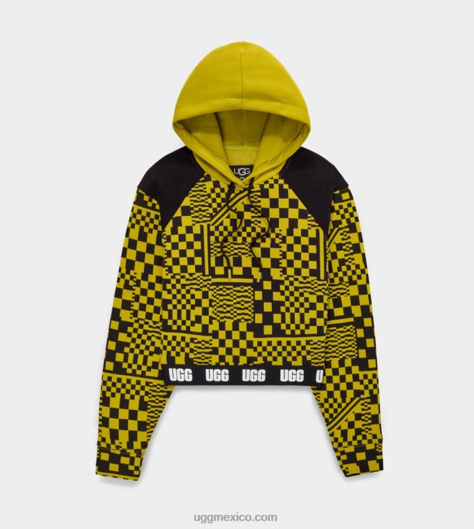 condimentos/cheques negros 00NF1238 UGG mujer cuadros de sudadera con capucha cortos mallory