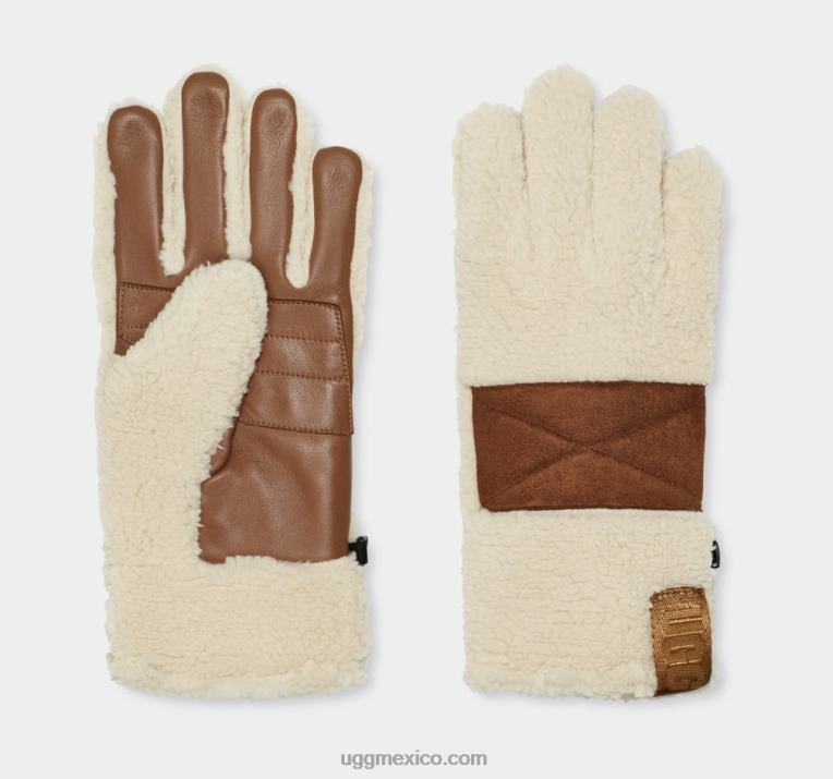 crema 00NF299 UGG hombres guante sherpa con parche en la palma