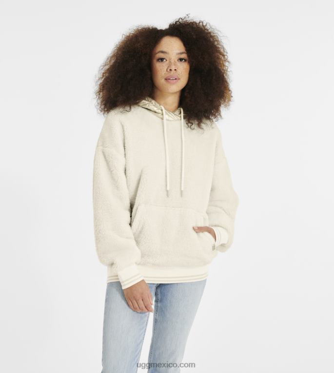 crema/oro 00NF1373 UGG mujer sudadera con capucha sherpa loyra metalizada