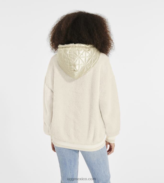 crema/oro 00NF1373 UGG mujer sudadera con capucha sherpa loyra metalizada