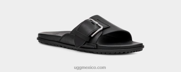 cuero negro 00NF64 UGG mujer chanclas con hebilla solivan