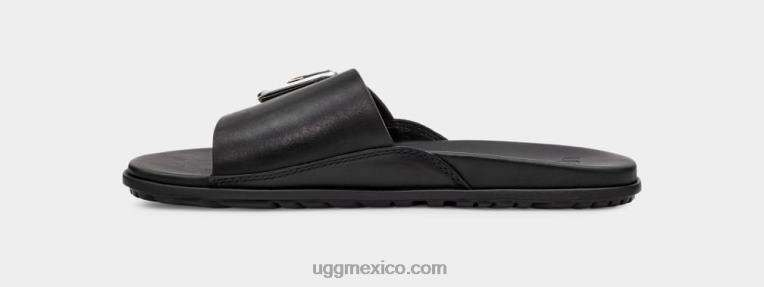 cuero negro 00NF64 UGG mujer chanclas con hebilla solivan
