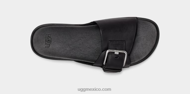cuero negro 00NF64 UGG mujer chanclas con hebilla solivan
