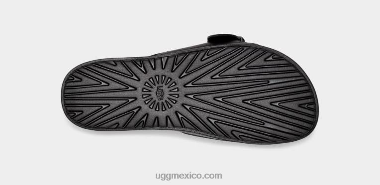 cuero negro 00NF64 UGG mujer chanclas con hebilla solivan