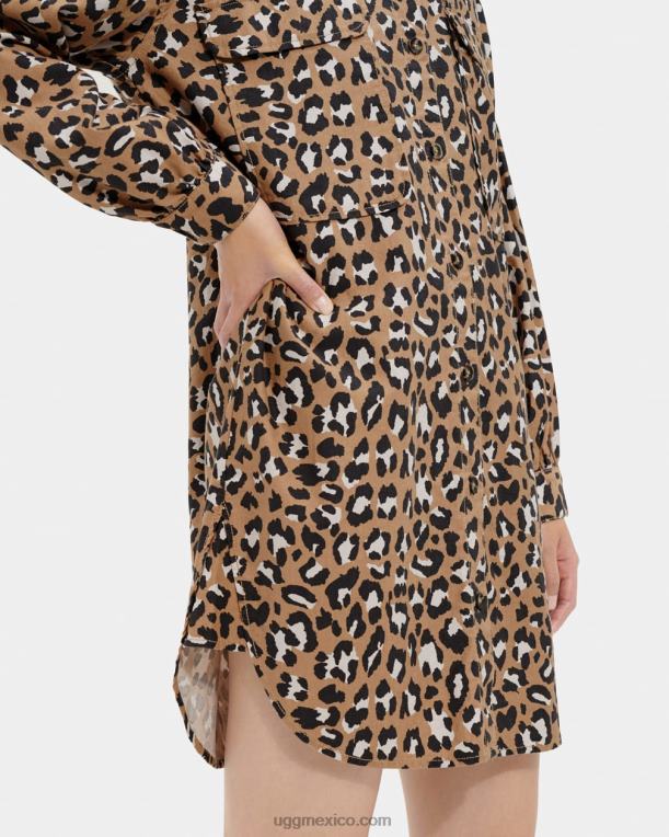 estampado de leopardo 00NF1147 UGG mujer vestido camisero addley oversize