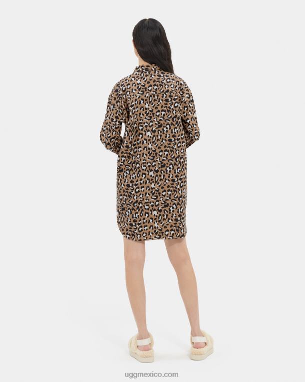 estampado de leopardo 00NF1147 UGG mujer vestido camisero addley oversize