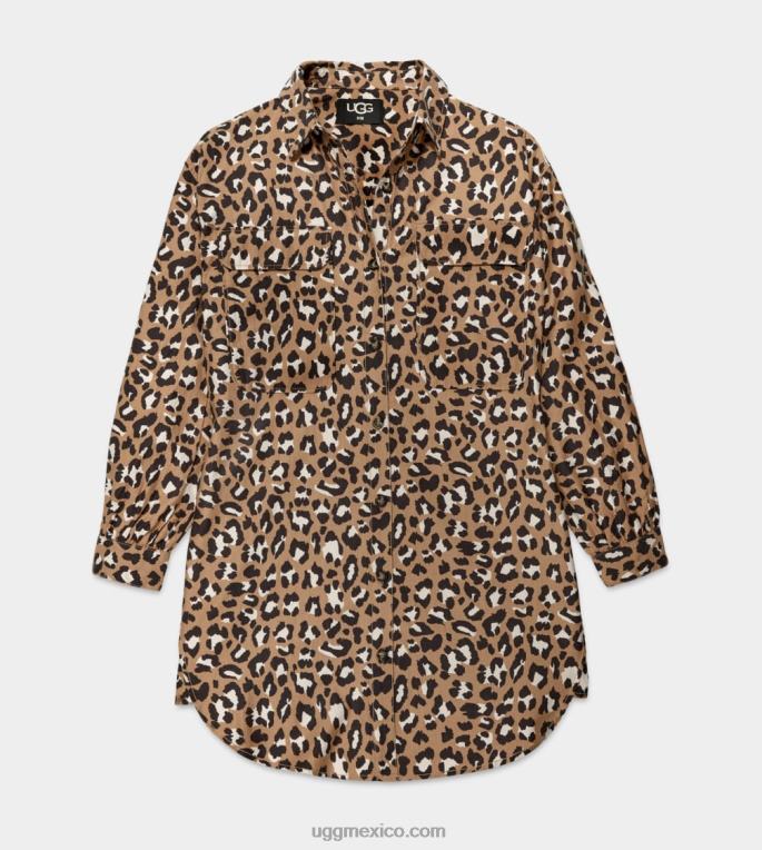 estampado de leopardo 00NF1147 UGG mujer vestido camisero addley oversize