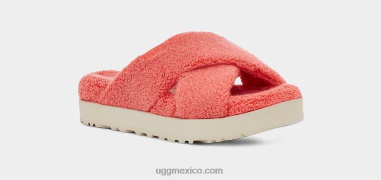 felicidad de durazno 00NF821 UGG mujer tobogán cruzado fuzz sugar terry